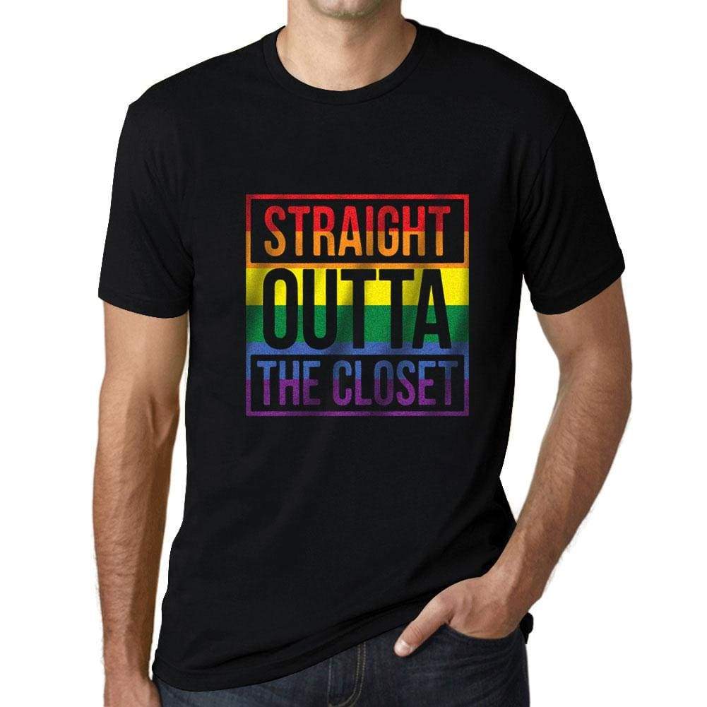 Mens Graphic T-Shirt LGBT Straight Outta the Closet Deep Black - Deep Black / XS / Cotton - T-Shirt