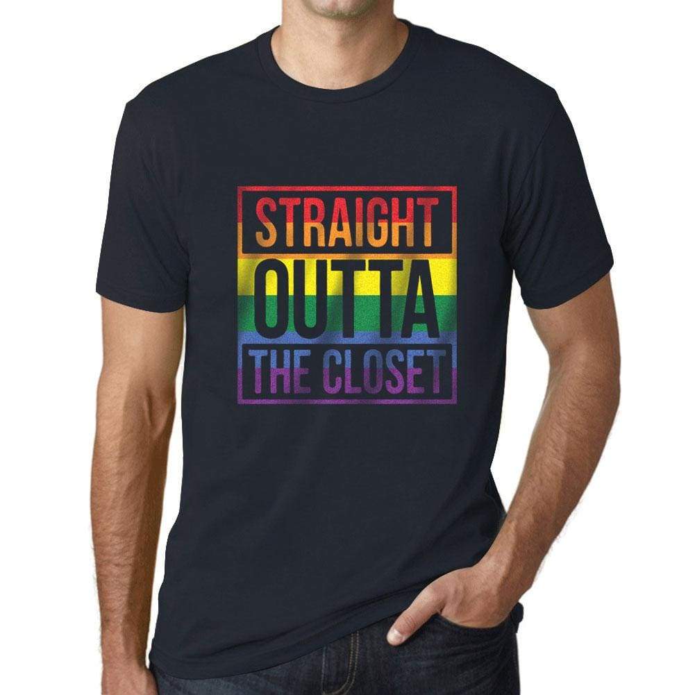 Mens Graphic T-Shirt LGBT Straight Outta the Closet Navy - Navy / XS / Cotton - T-Shirt