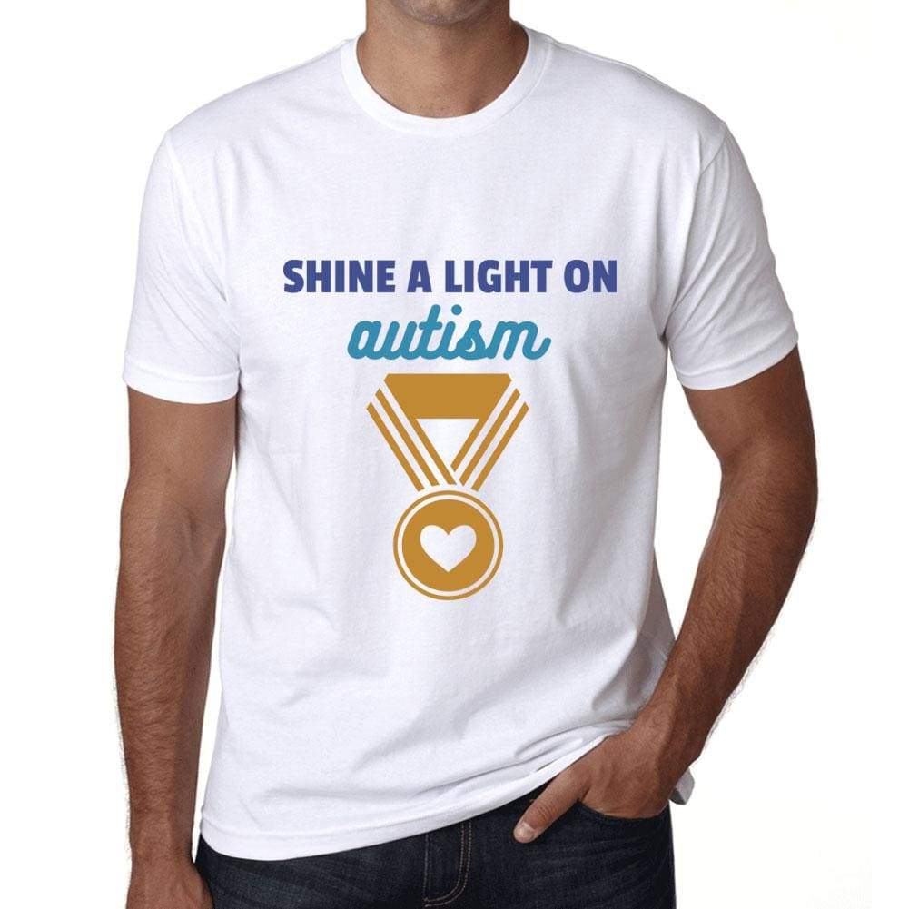 Mens Graphic T-Shirt Shine a Light on Autism White - White / XS / Cotton - T-Shirt
