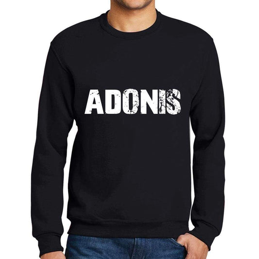 Mens Printed Graphic Sweatshirt Popular Words Adonis Deep Black - Deep Black / Small / Cotton - Sweatshirts