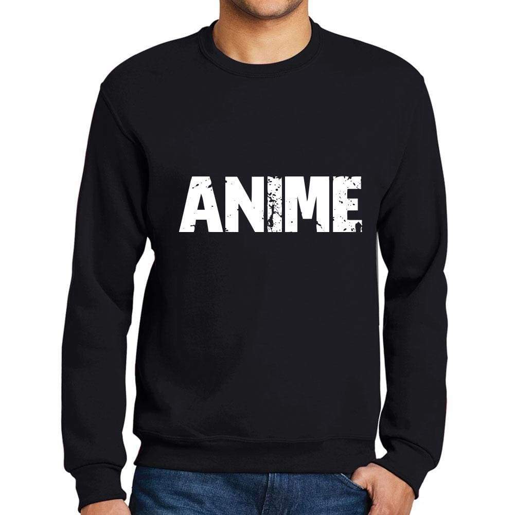Mens Printed Graphic Sweatshirt Popular Words Anime Deep Black - Deep Black / Small / Cotton - Sweatshirts