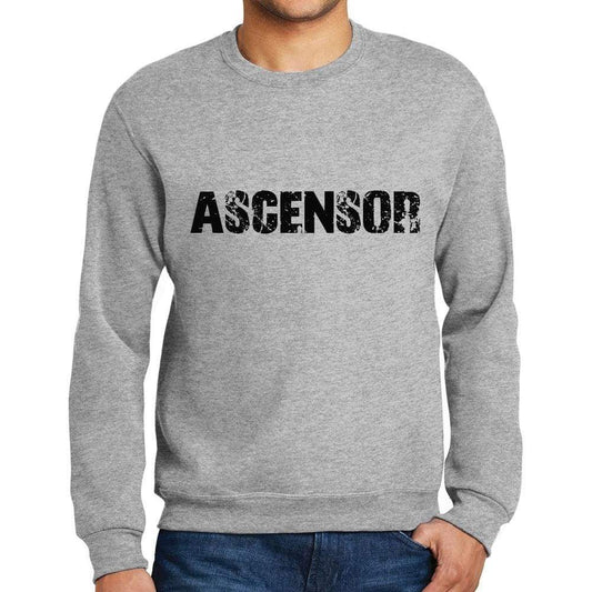 Mens Printed Graphic Sweatshirt Popular Words Ascensor Grey Marl - Grey Marl / Small / Cotton - Sweatshirts