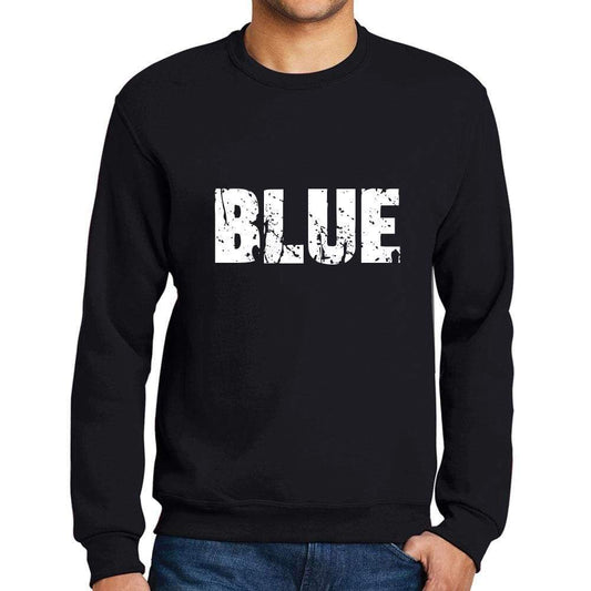 Mens Printed Graphic Sweatshirt Popular Words Blue Deep Black - Deep Black / Small / Cotton - Sweatshirts