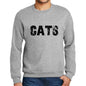 Mens Printed Graphic Sweatshirt Popular Words Cats Grey Marl - Grey Marl / Small / Cotton - Sweatshirts