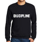 Mens Printed Graphic Sweatshirt Popular Words Discipline Deep Black - Deep Black / Small / Cotton - Sweatshirts