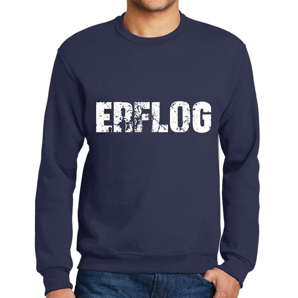 Mens Printed Graphic Sweatshirt Popular Words Erflog French Navy - French Navy / Small / Cotton - Sweatshirts
