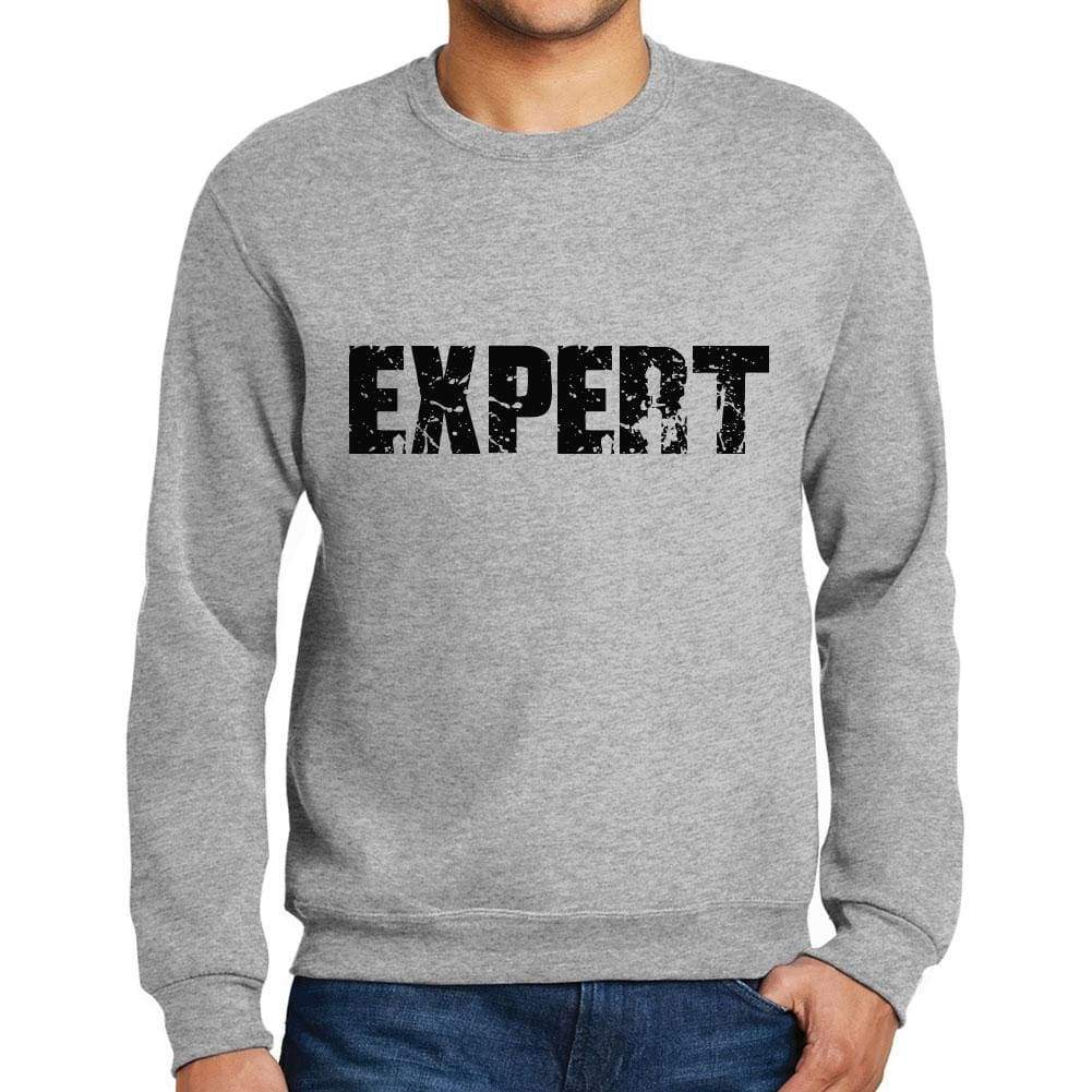 Mens Printed Graphic Sweatshirt Popular Words Expert Grey Marl - Grey Marl / Small / Cotton - Sweatshirts