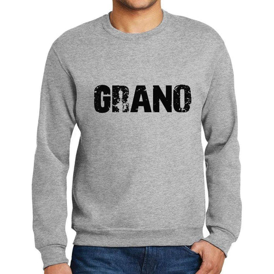 Mens Printed Graphic Sweatshirt Popular Words Grano Grey Marl - Grey Marl / Small / Cotton - Sweatshirts