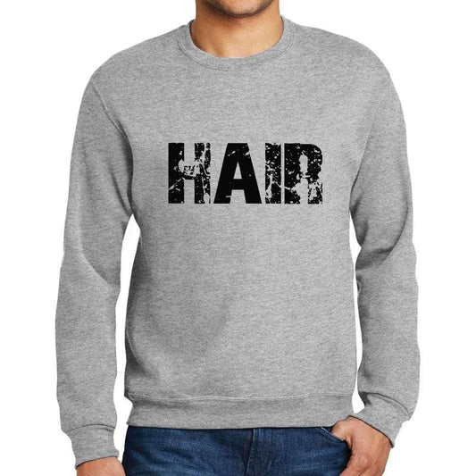 Mens Printed Graphic Sweatshirt Popular Words Hair Grey Marl - Grey Marl / Small / Cotton - Sweatshirts