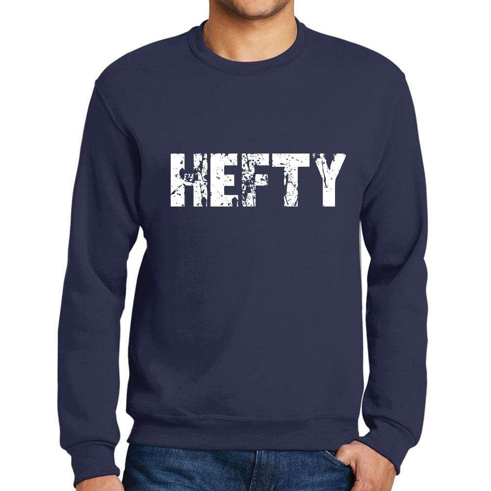 Mens Printed Graphic Sweatshirt Popular Words Hefty French Navy - French Navy / Small / Cotton - Sweatshirts
