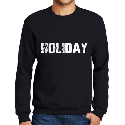 Mens Printed Graphic Sweatshirt Popular Words Holiday Deep Black - Deep Black / Small / Cotton - Sweatshirts