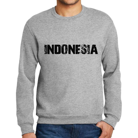 Mens Printed Graphic Sweatshirt Popular Words Indonesia Grey Marl - Grey Marl / Small / Cotton - Sweatshirts
