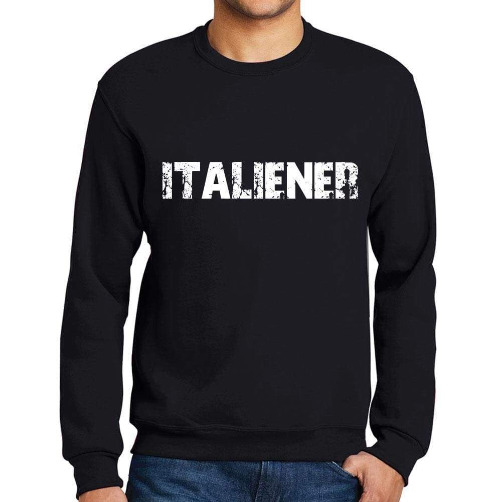 Mens Printed Graphic Sweatshirt Popular Words Italiener Deep Black - Deep Black / Small / Cotton - Sweatshirts
