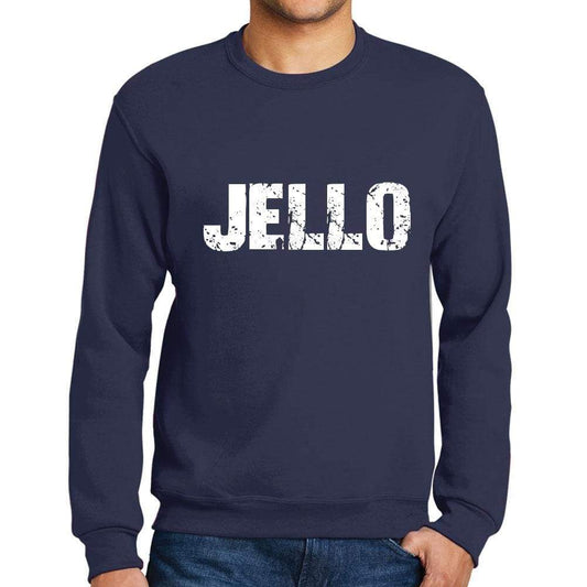 Mens Printed Graphic Sweatshirt Popular Words Jello French Navy - French Navy / Small / Cotton - Sweatshirts