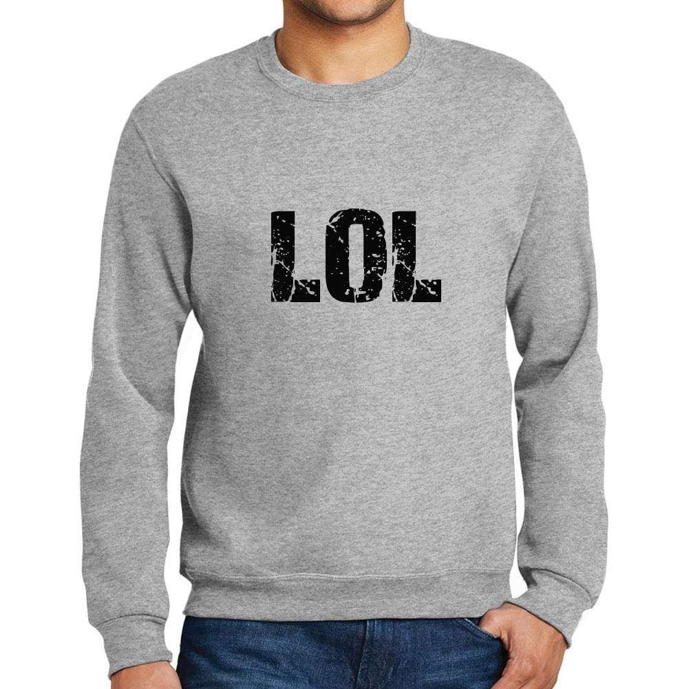 Mens Printed Graphic Sweatshirt Popular Words Lol Grey Marl - Grey Marl / Small / Cotton - Sweatshirts