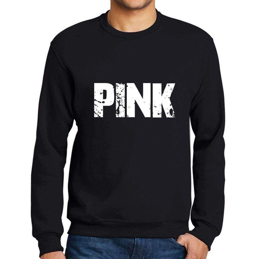 Mens Printed Graphic Sweatshirt Popular Words Pink Deep Black - Deep Black / Small / Cotton - Sweatshirts