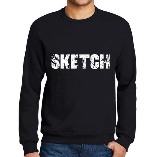 Mens Printed Graphic Sweatshirt Popular Words Sketch Deep Black - Deep Black / Small / Cotton - Sweatshirts