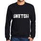 Mens Printed Graphic Sweatshirt Popular Words Sketch Deep Black - Deep Black / Small / Cotton - Sweatshirts