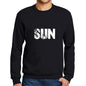 Mens Printed Graphic Sweatshirt Popular Words Sun Deep Black - Deep Black / Small / Cotton - Sweatshirts