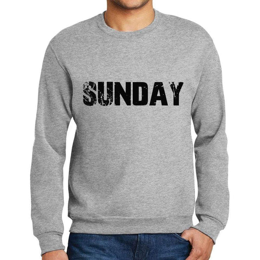 Mens Printed Graphic Sweatshirt Popular Words Sunday Grey Marl - Grey Marl / Small / Cotton - Sweatshirts
