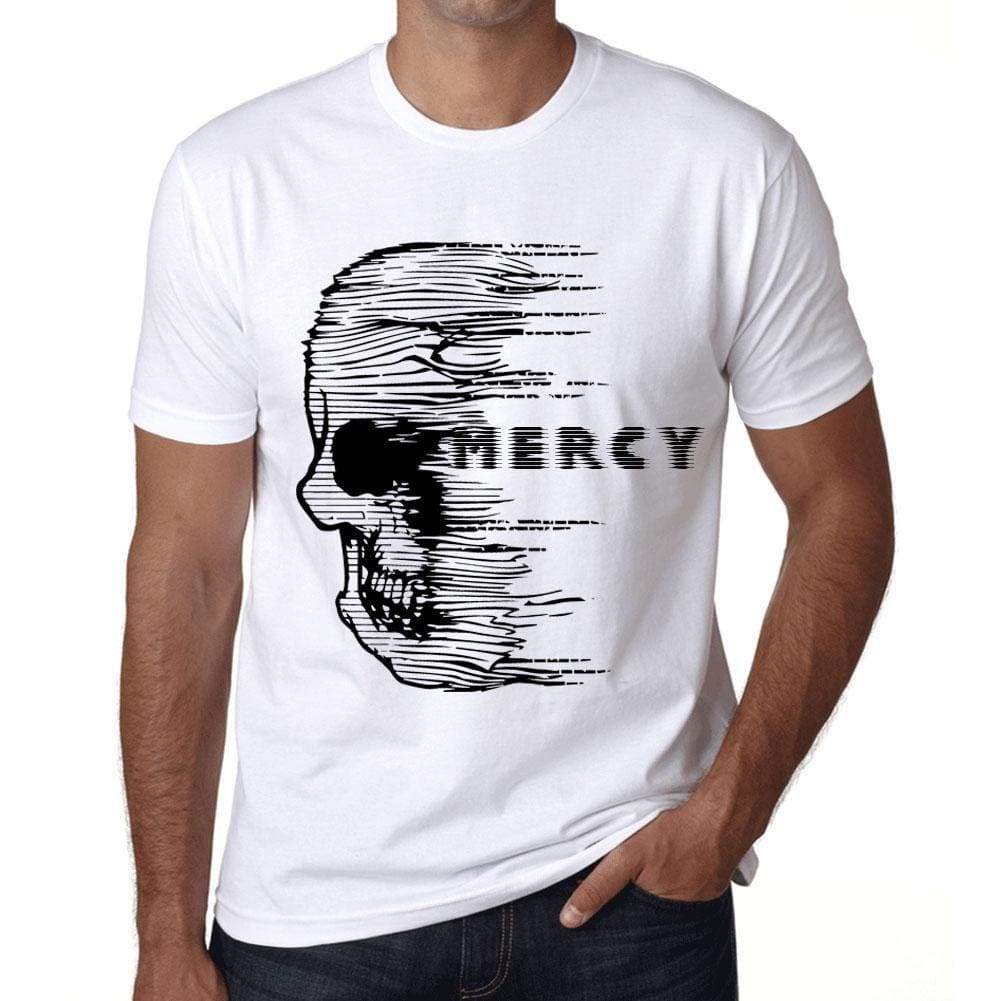 Mens Vintage Tee Shirt Graphic T Shirt Anxiety Skull Mercy White - White / Xs / Cotton - T-Shirt