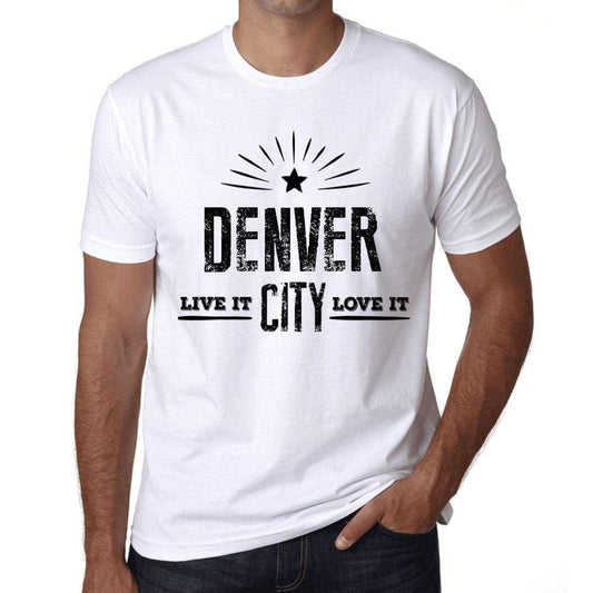 Mens Vintage Tee Shirt Graphic T Shirt Live It Love It Denver White - White / Xs / Cotton - T-Shirt