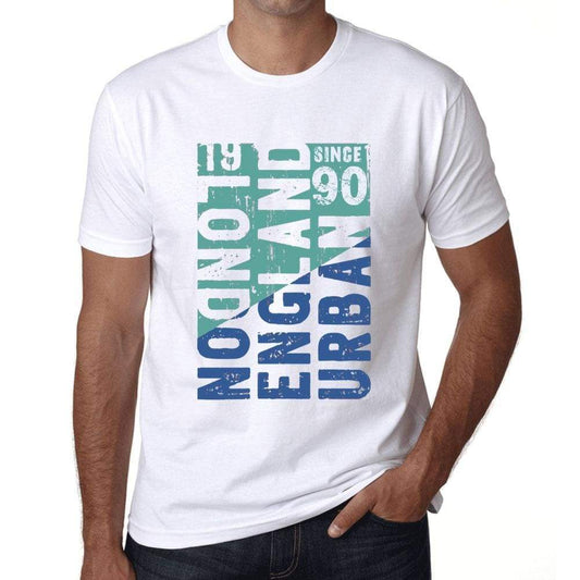 Mens Vintage Tee Shirt Graphic T Shirt London Since 90 White - White / Xs / Cotton - T-Shirt