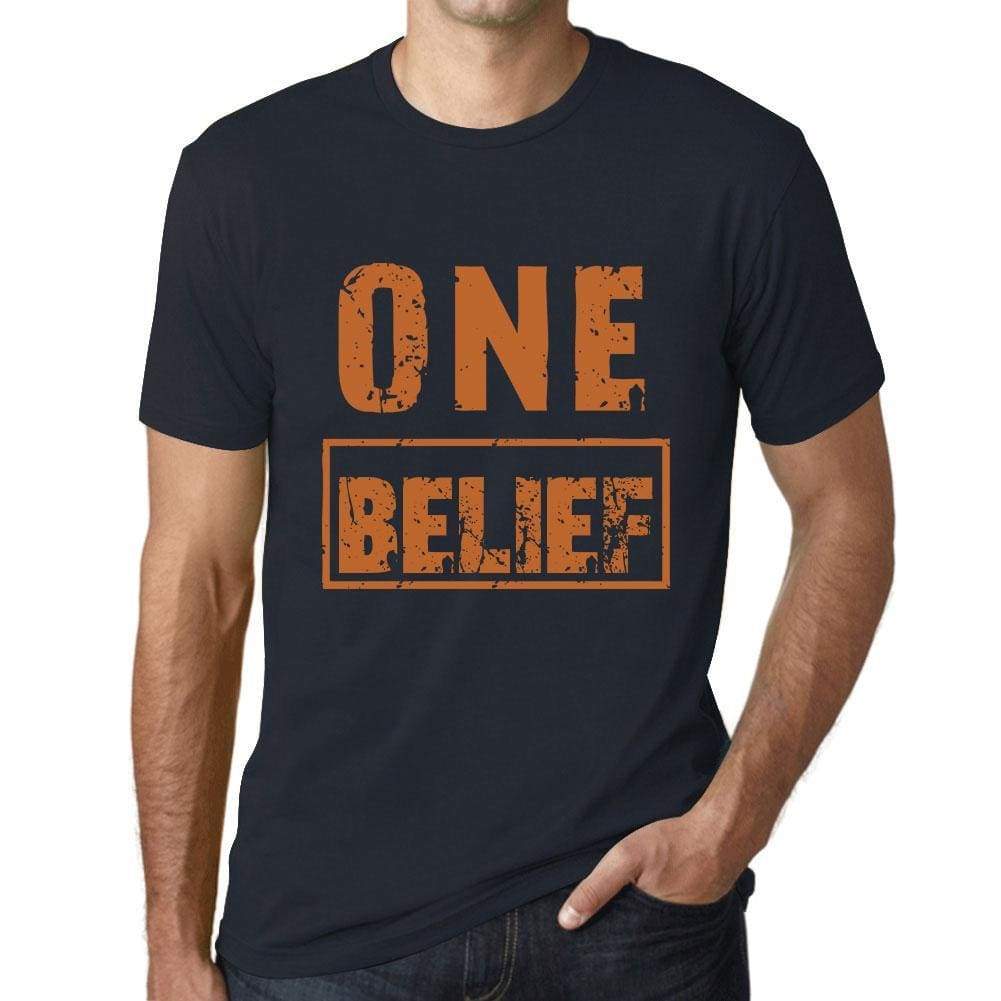 Mens Vintage Tee Shirt Graphic T Shirt One Belief Navy - Navy / Xs / Cotton - T-Shirt