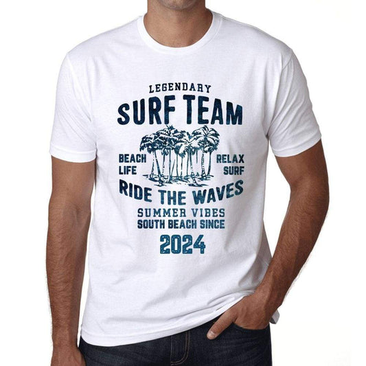 Mens Vintage Tee Shirt Graphic T Shirt Surf Team 2024 White - White / Xs / Cotton - T-Shirt