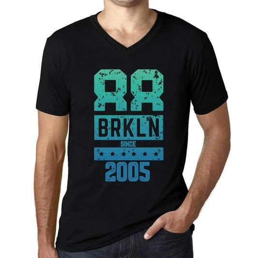 Mens Vintage Tee Shirt Graphic V-Neck T Shirt Brkln Since 2005 Black - Black / S / Cotton - T-Shirt