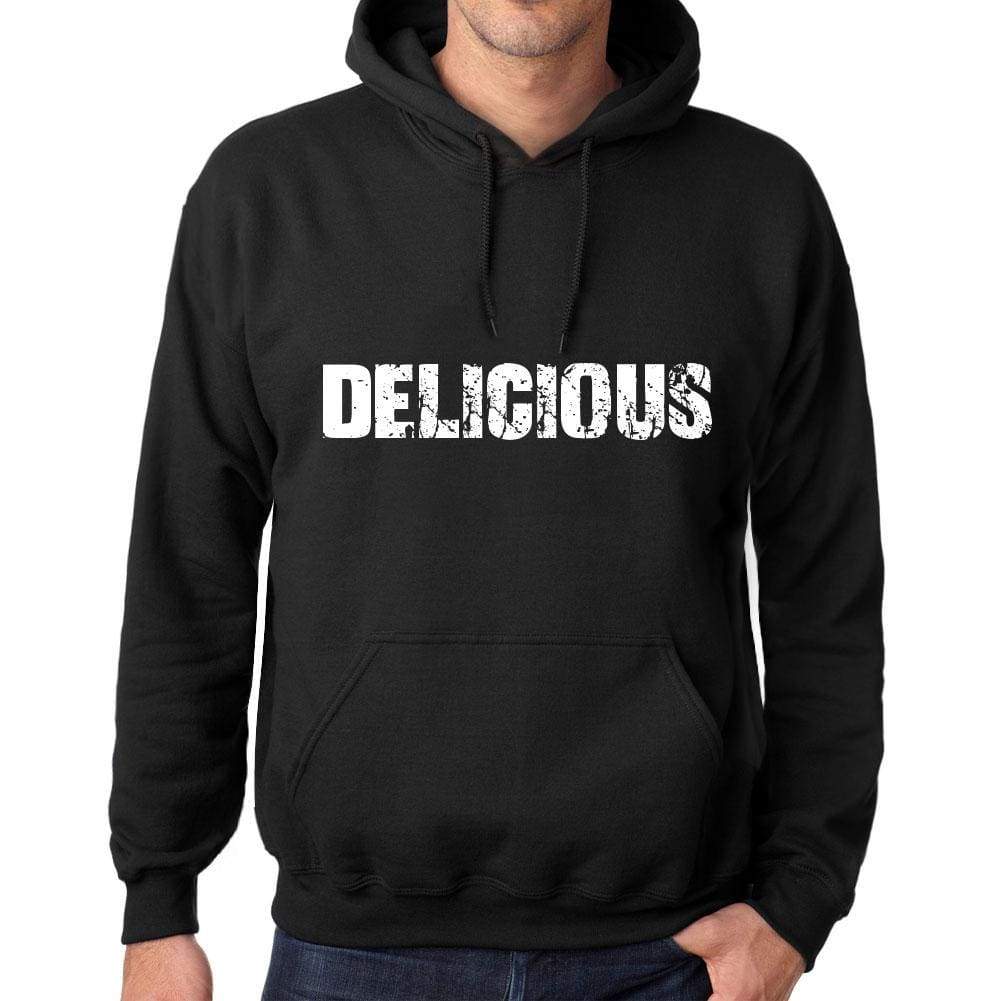 Men’s Women’s Unisex <span>Printed</span> <span>Graphic</span> Cotton <span>Hoodie</span> Soft Heavyweight Hooded Sweatshirt Pullover Popular Words DELICIOUS Deep Black - ULTRABASIC