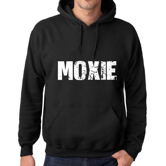 Mens Womens Unisex Printed Graphic Cotton Hoodie Soft Heavyweight Hooded Sweatshirt Pullover Popular Words Moxie Deep Black - Black / Xs /