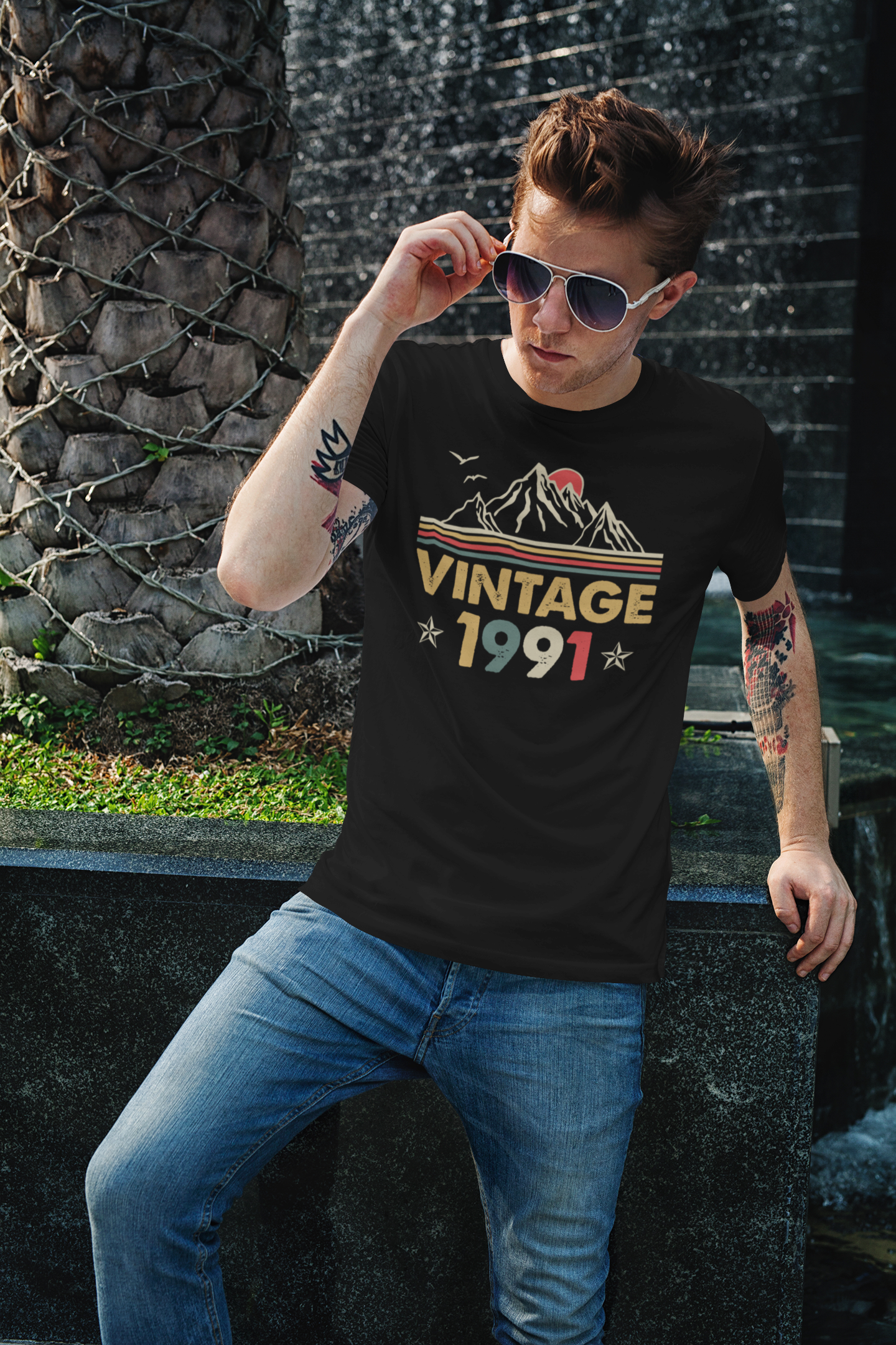 ULTRABASIC Men's T-Shirt Vintage 1991 - Mountain 30th Birthday Gift Tee Shirt