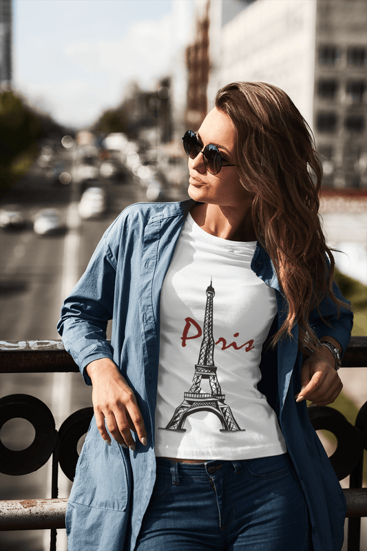 Eiffel Tower Tshirt Women's Short SleeveCrew neck Tee 00181