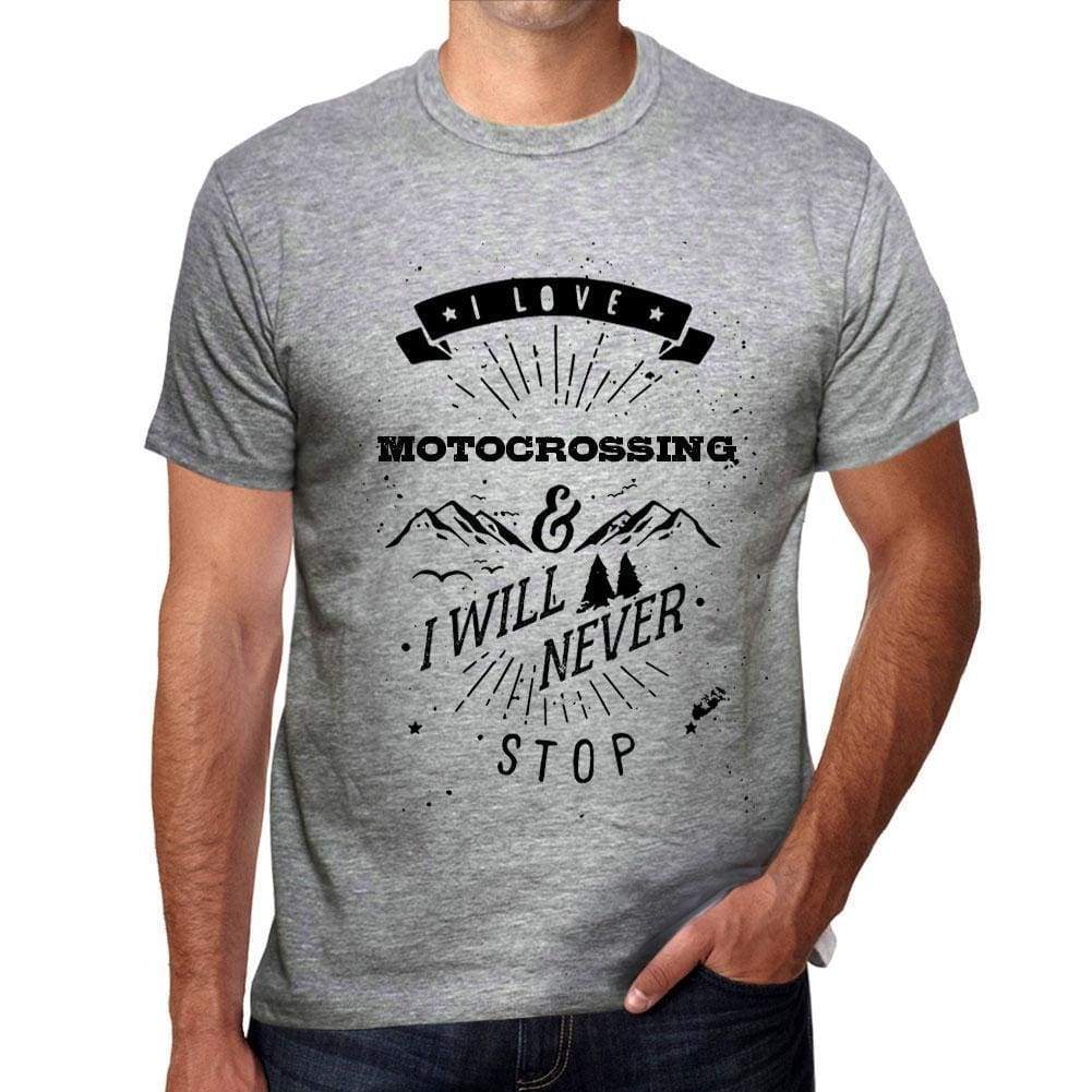 Motocrossing I Love Extreme Sport Grey Mens Short Sleeve Round Neck T-Shirt 00293 - Grey / S - Casual