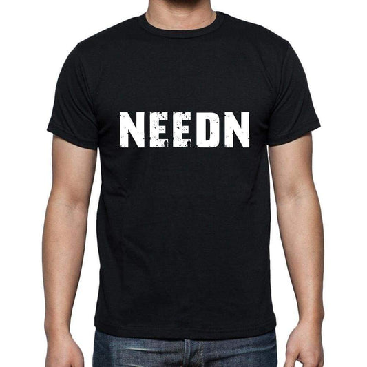 Needn Mens Short Sleeve Round Neck T-Shirt 5 Letters Black Word 00006 - Casual