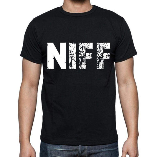Niff Mens Short Sleeve Round Neck T-Shirt 4 Letters Black - Casual