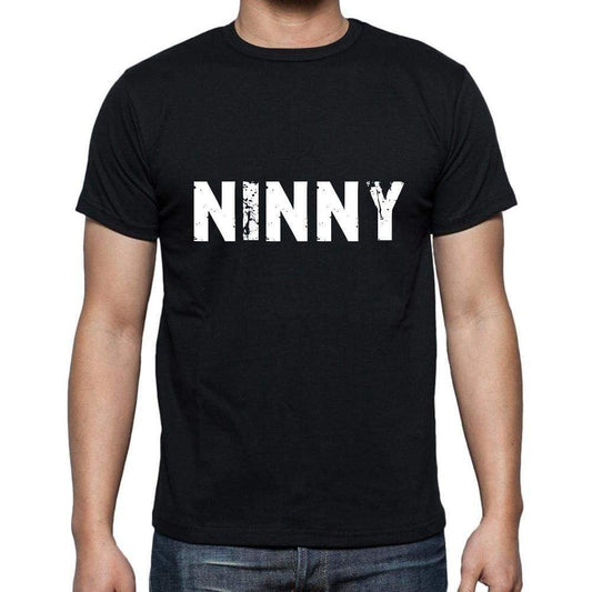 Ninny Mens Short Sleeve Round Neck T-Shirt 5 Letters Black Word 00006 - Casual