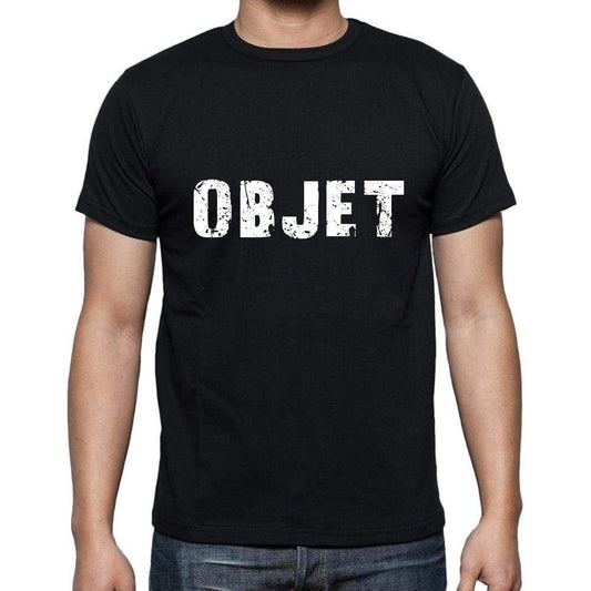Objet Mens Short Sleeve Round Neck T-Shirt 5 Letters Black Word 00006 - Casual