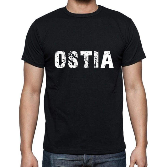 Ostia Mens Short Sleeve Round Neck T-Shirt 5 Letters Black Word 00006 - Casual