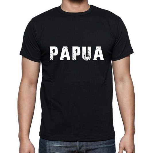 Papua Mens Short Sleeve Round Neck T-Shirt 5 Letters Black Word 00006 - Casual