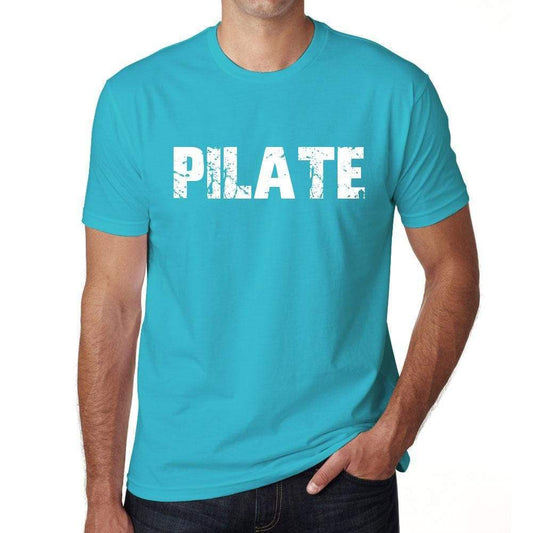Pilate Mens Short Sleeve Round Neck T-Shirt - Blue / S - Casual