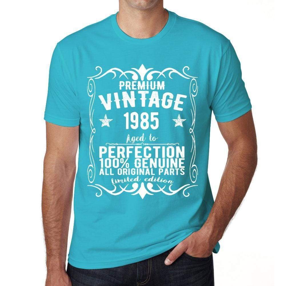 Premium Vintage Year 1985 Blue Mens Short Sleeve Round Neck T-Shirt Gift T-Shirt 00367 - Blue / Xs - Casual