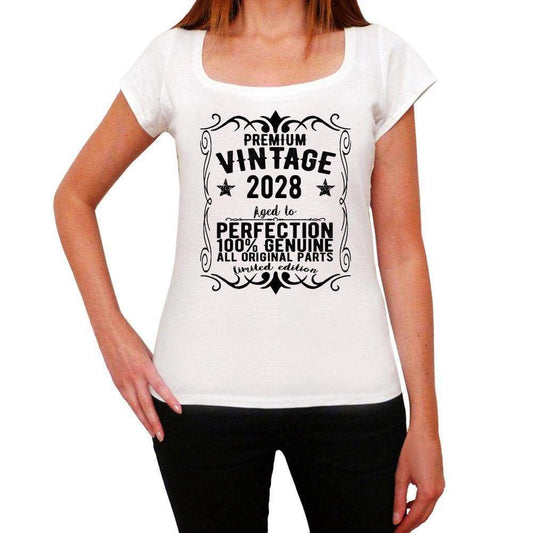 Premium Vintage Year 2028 White Womens Short Sleeve Round Neck T-Shirt Gift T-Shirt 00368 - White / Xs - Casual