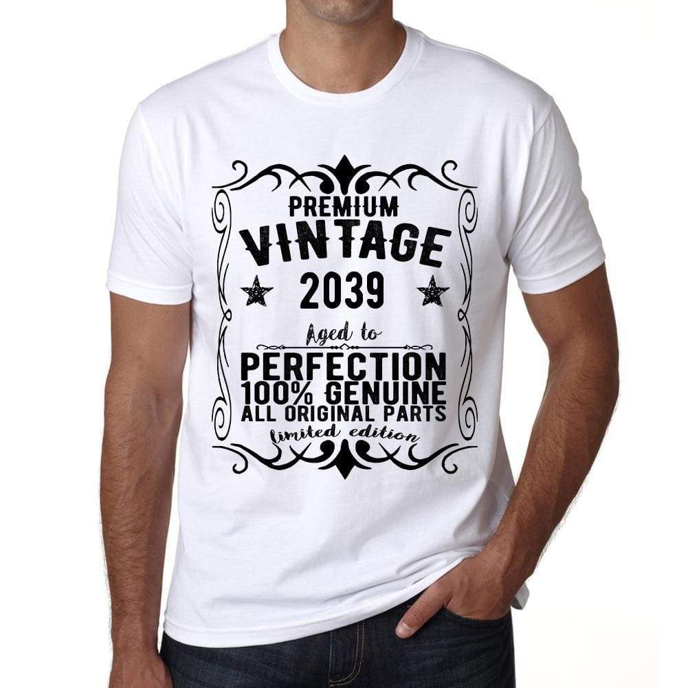 Premium Vintage Year 2039 White Mens Short Sleeve Round Neck T-Shirt Gift T-Shirt 00349 - White / Xs - Casual