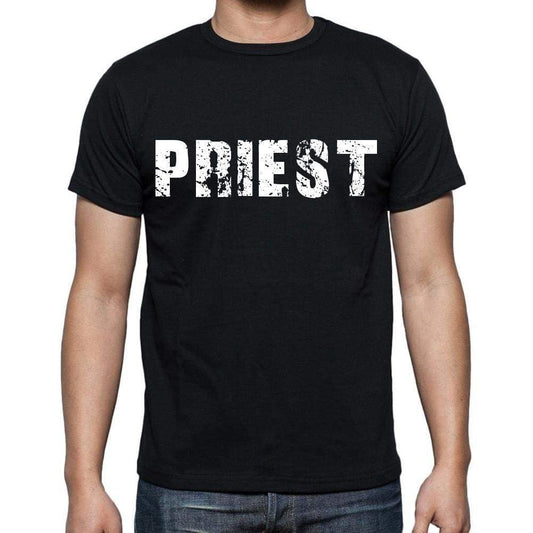 Priest White Letters Mens Short Sleeve Round Neck T-Shirt 00007