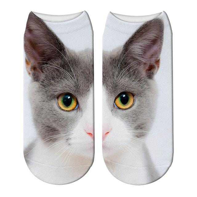 SexeMara New Design 3D Cat Print Women Unisex Christmas Socks Meias Cat Face 3D Printed Female Sock Harajuku Pet Cute Ankle Soc