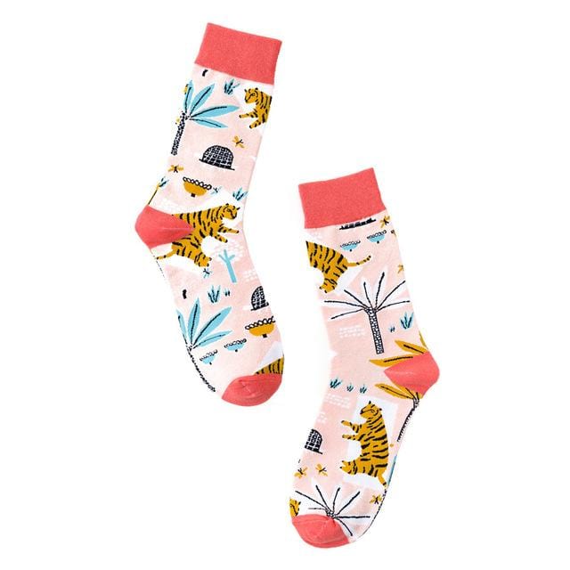 Hip-hop Socks Women Autumn Cotton Cartoon Pattern Print Middle Tube Sox Breathable Personality Street Socks Adult Slim