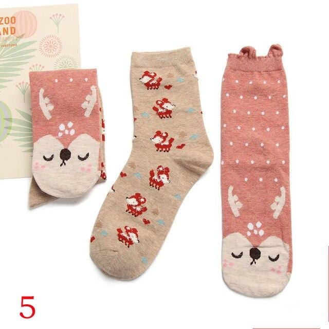 2Pair 2020 Spring Autumn Cute Socks Women Xmas Gift Box Cotton Socks Cartoon Print Creative Fashion Short Happy Socks For Girls