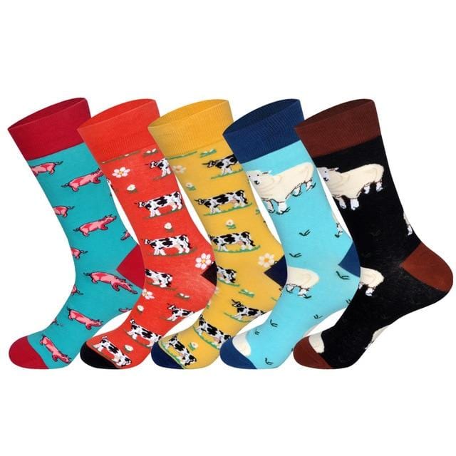 LIONZONE 5Pairs/lot Brand Men Socks 60 Colors 12 Selects British Style StreetWear Designer Happy Socks Funny with Gift Box